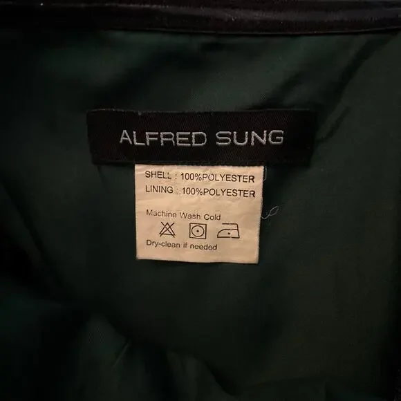 Alfred Sung Emerald Green Formal Gown Hi-Low Dress Pockets Wedding Prom Gala - Picture 5 of 6